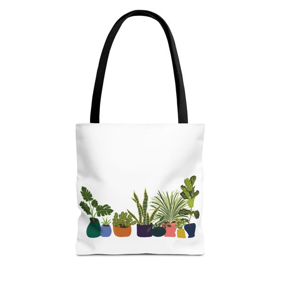 Plant Lover Tote Bag - Colorful Potted Houseplants Print by TheCharmedCardinal